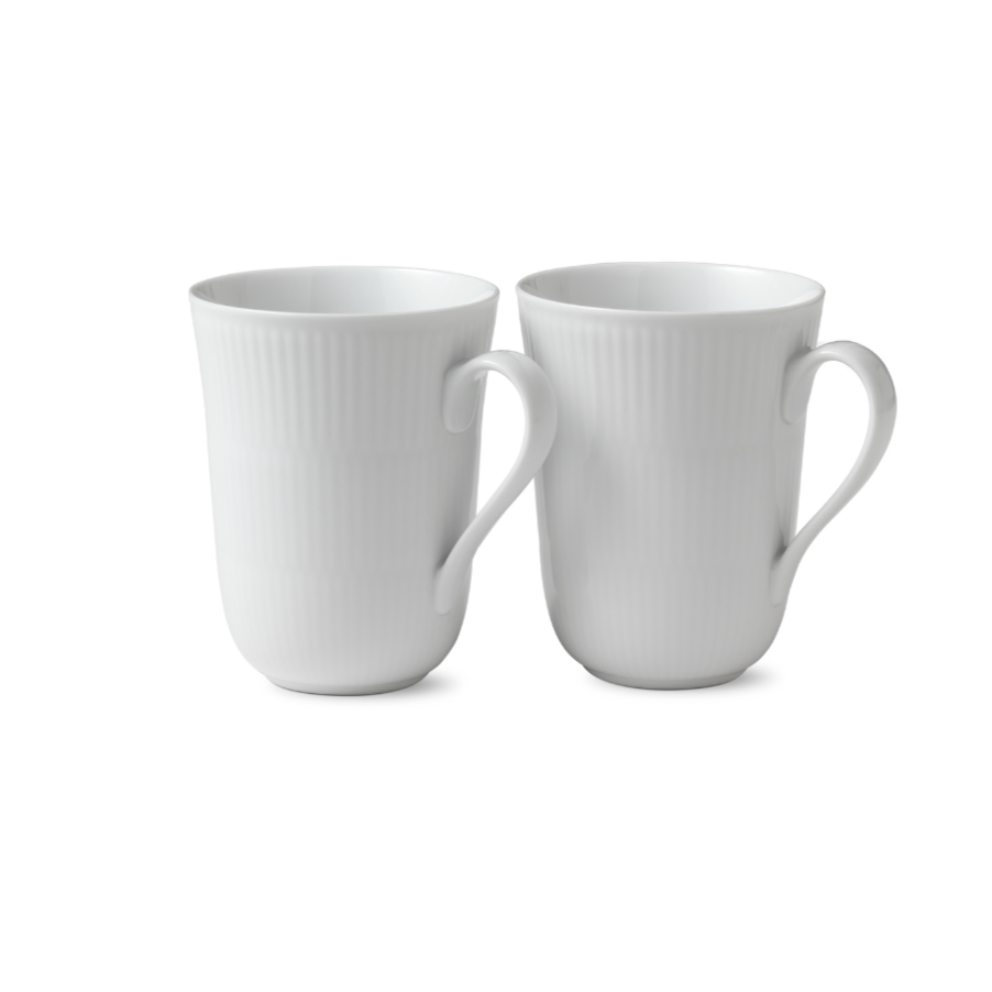 Hvid Riflet krus, 33 cl. - 2 stk.